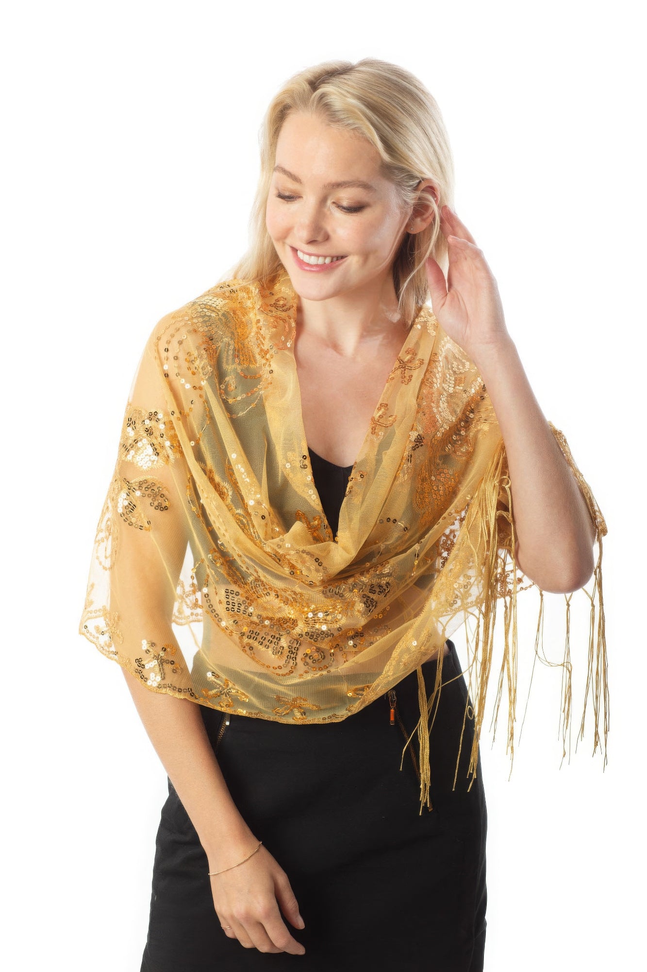 SCARVES - Sequined Shawl Flower