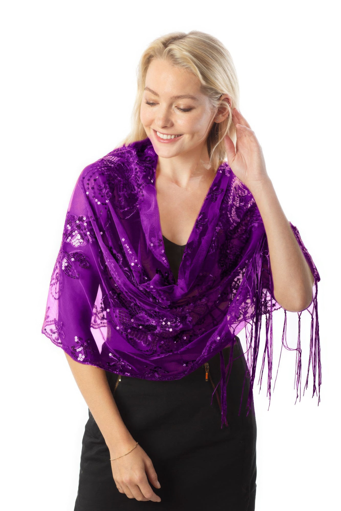 SCARVES - Sequined Shawl Flower