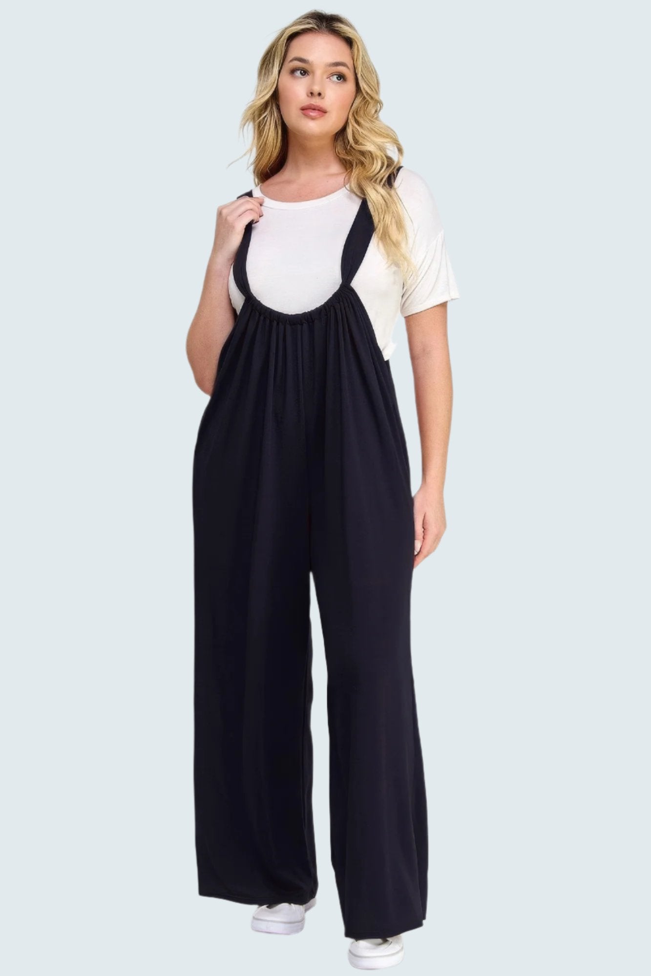 French Terry Wide Leg Jumpsuit Overalls