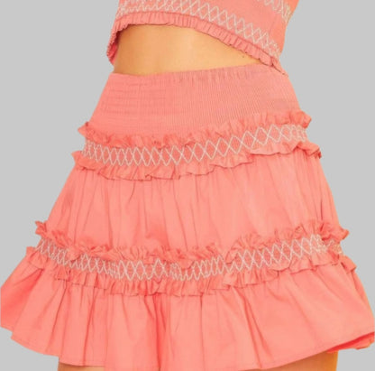 SKIRTS - Divas Waist Smocking Ruffle And Shirring Mini Skirt