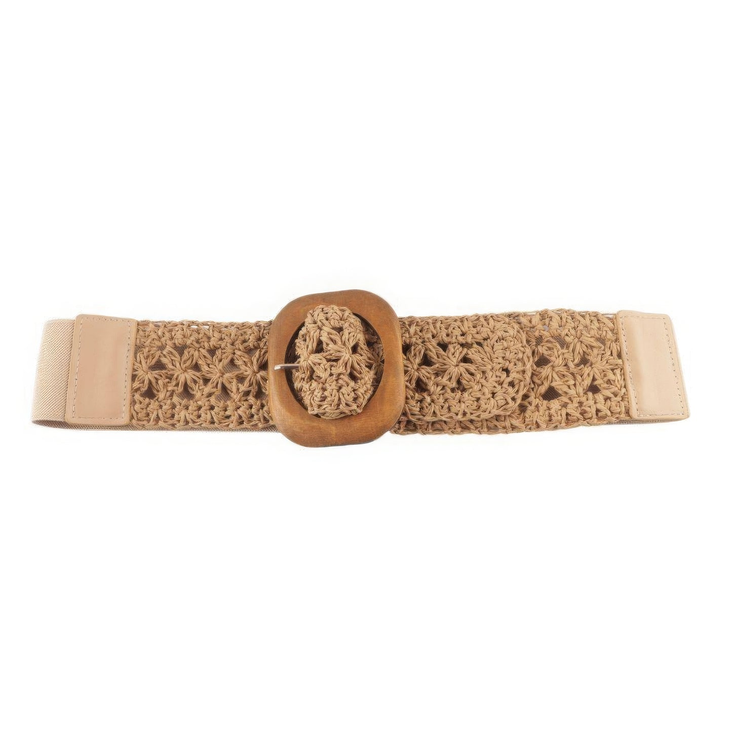 BELTS - Crochet Wood Buckle Elastic Belt