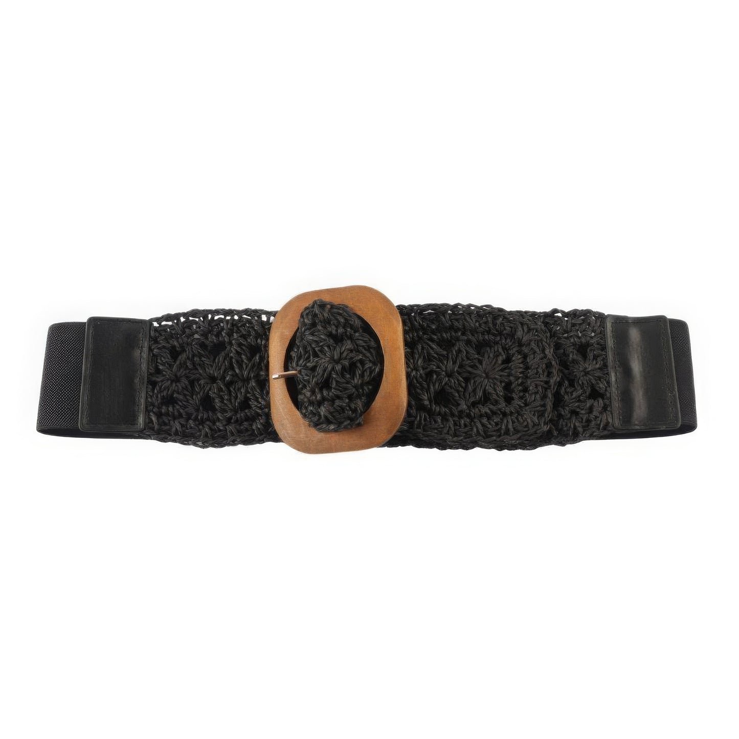 BELTS - Crochet Wood Buckle Elastic Belt