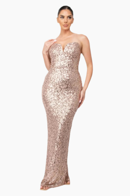 Sequin V-bar Crisscross Tube Dress