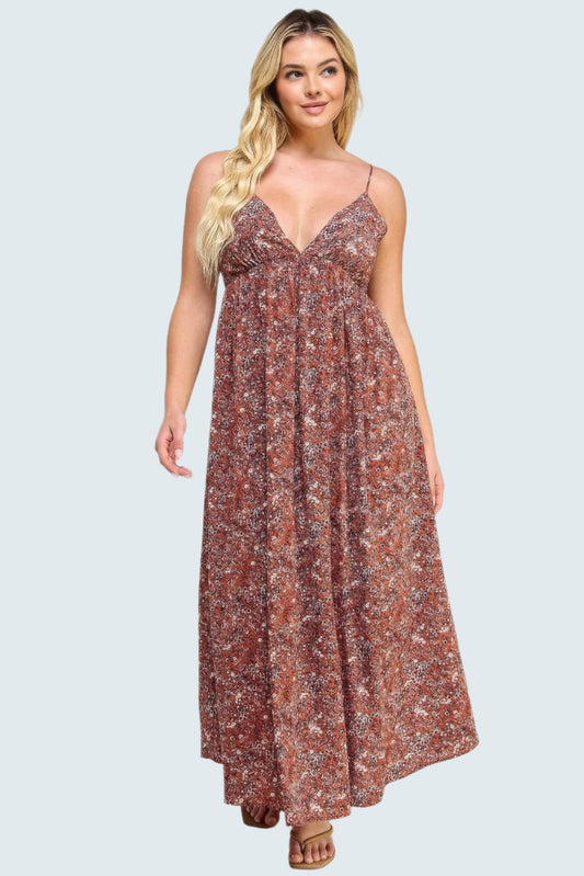 Floral Maxi Dress With Tie Back