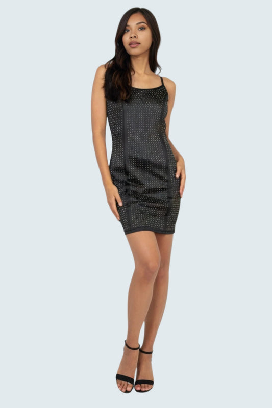 Square Rhinestones Bodycon Mini Dress