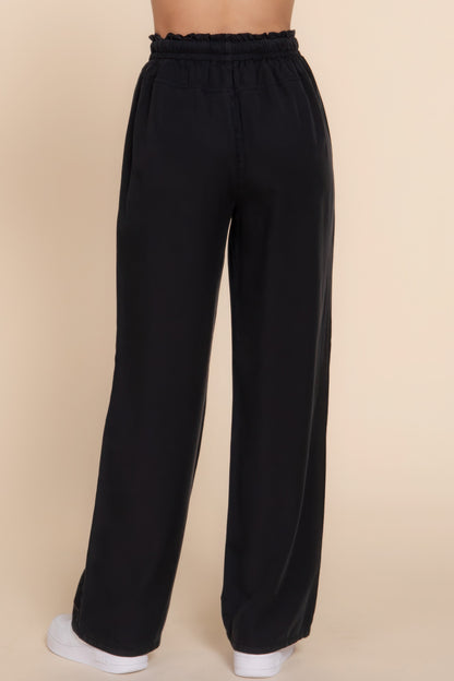 Elastic Waist Tencel Long Pants