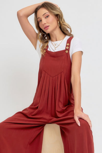 Adjustable Strap Overall Wide Leg Jumpsuit