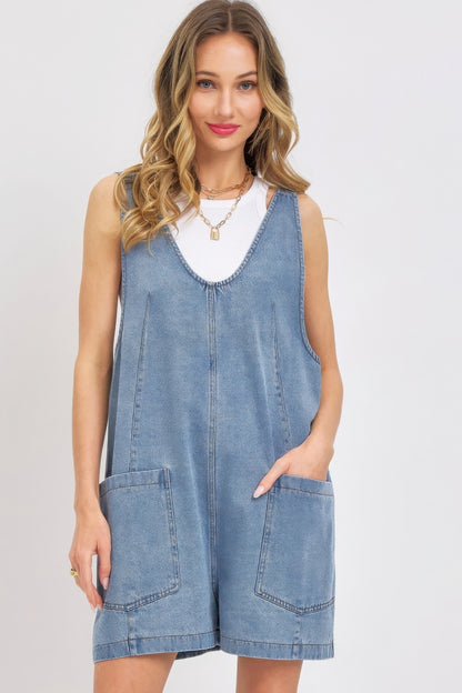 Denim -  Overall Romper