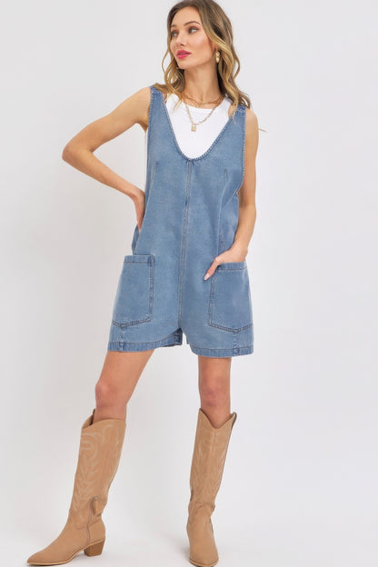 Denim -  Overall Romper