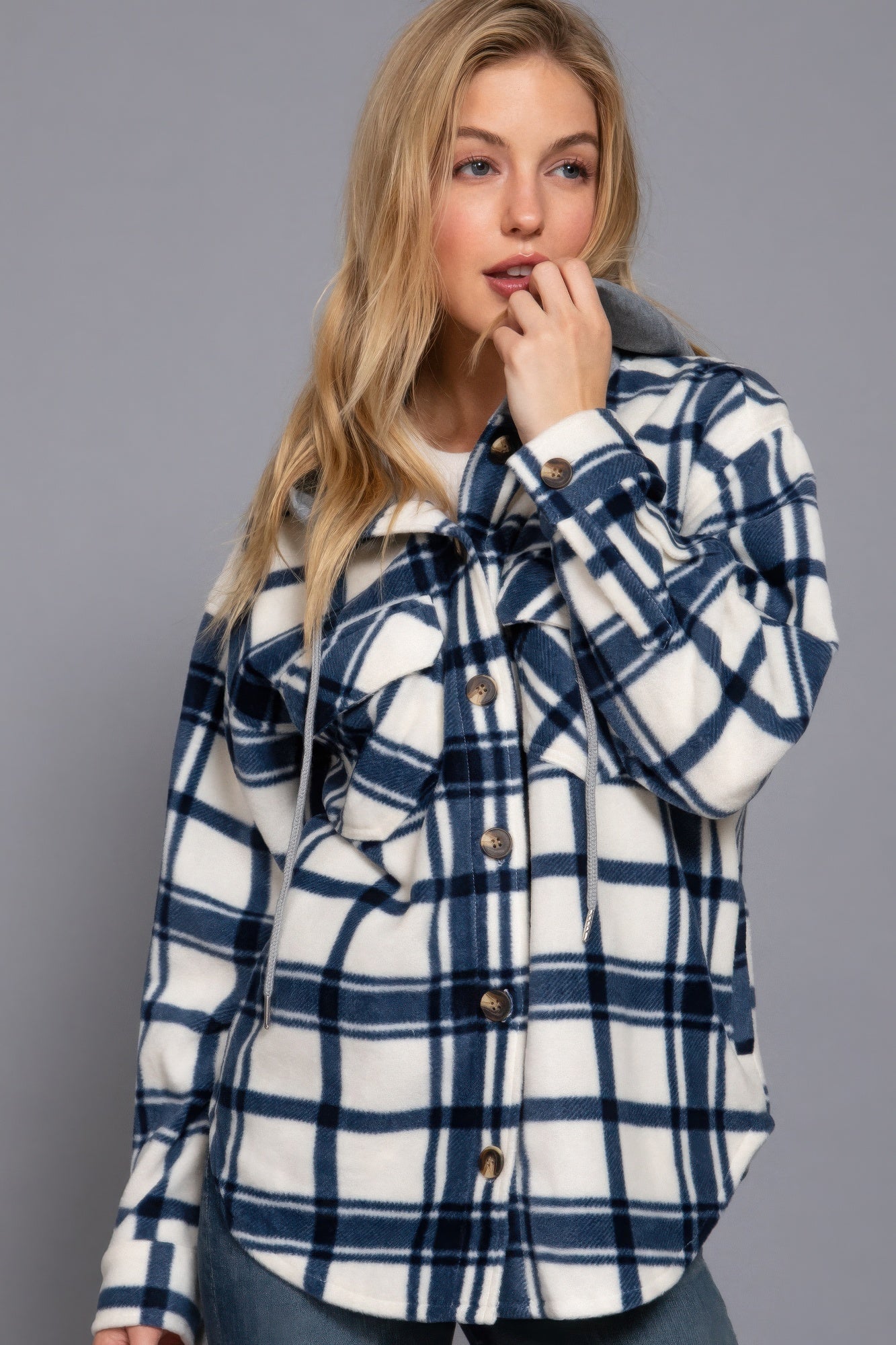 JACKET - Plaid Print Hoodie Fleece Design