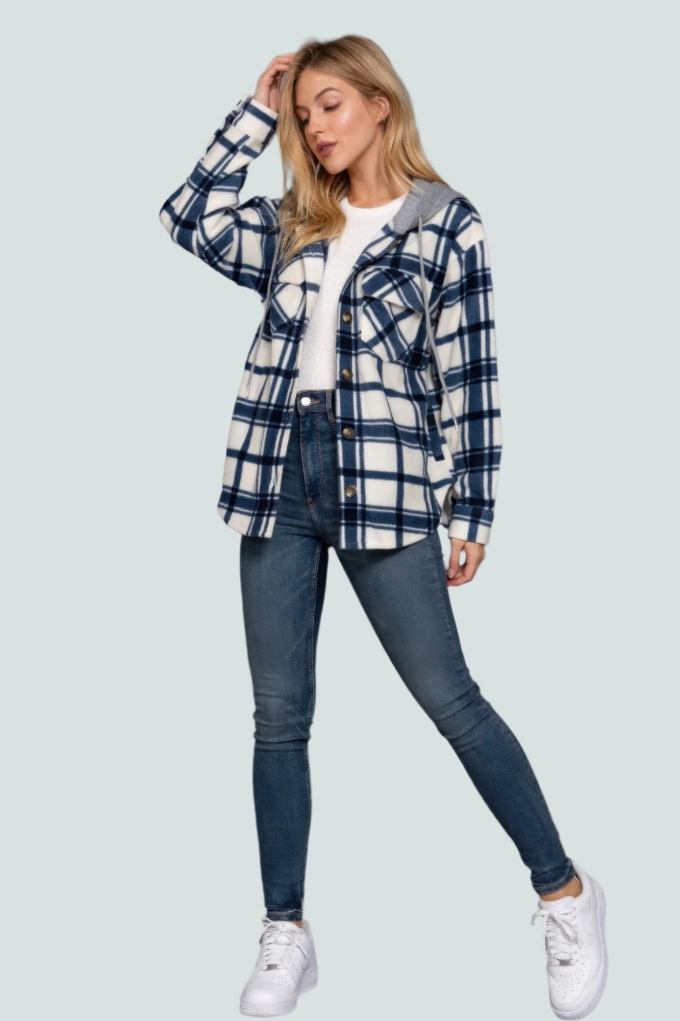 JACKET - Plaid Print Hoodie Fleece Design