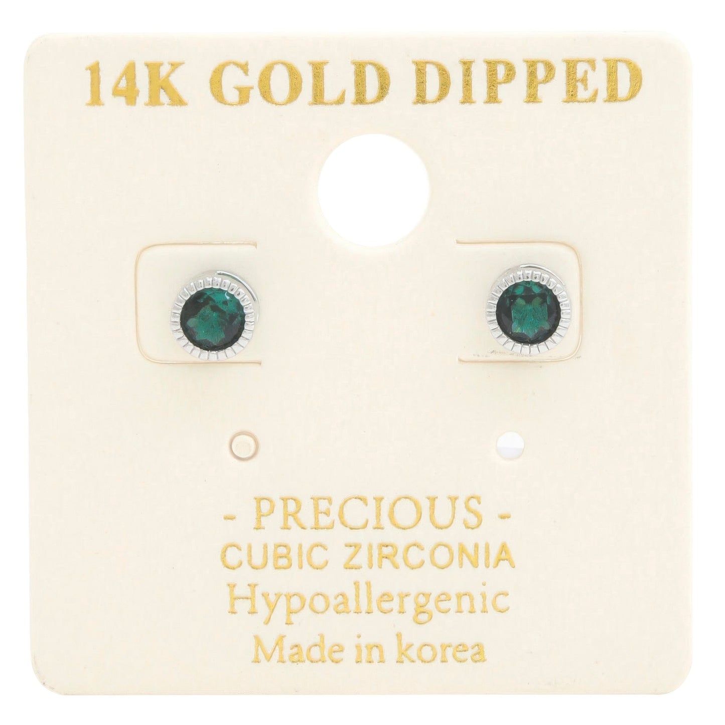 EARRINGS - 14k Gold Dipped CZ Round Design