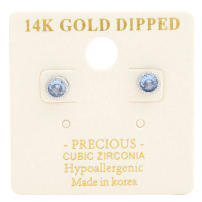 EARRINGS - 14k Gold Dipped CZ Round Design