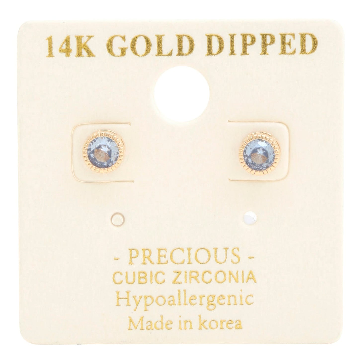 EARRINGS - 14k Gold Dipped CZ Round Design