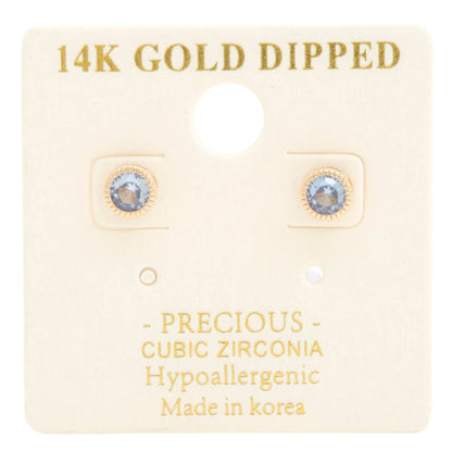 EARRINGS - 14k Gold Dipped CZ Round Design