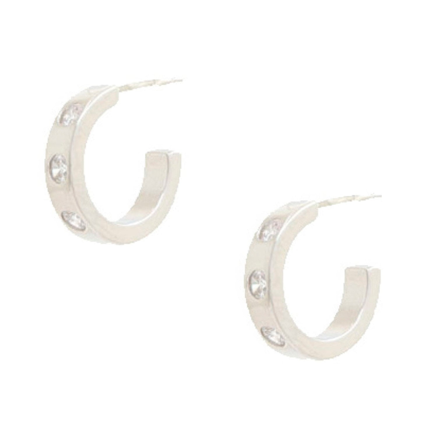 EARRINGS - Glamours, Contemporary 14k Rhinestone Hoop Gold Dipped Design