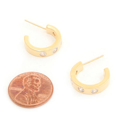 EARRINGS - Glamours, Contemporary 14k Rhinestone Hoop Gold Dipped Design