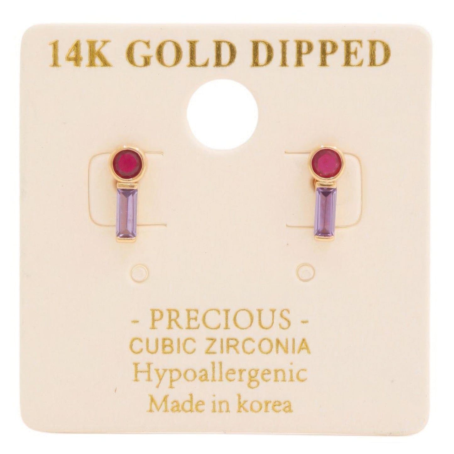 EARRINGS - Hypoallergenic, Sophisticated 14k Gold Dipped CZ Stone Stud