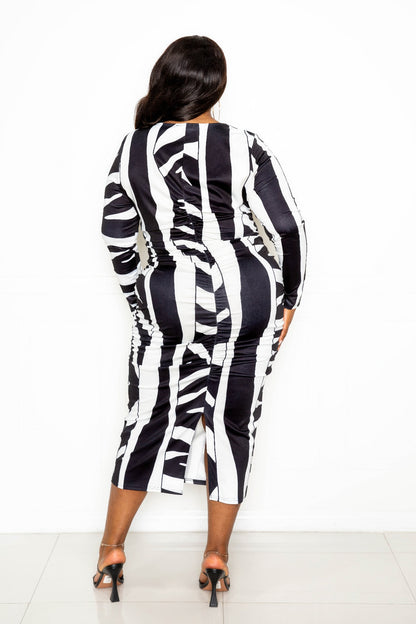 A Animal print ruched bodycon dress