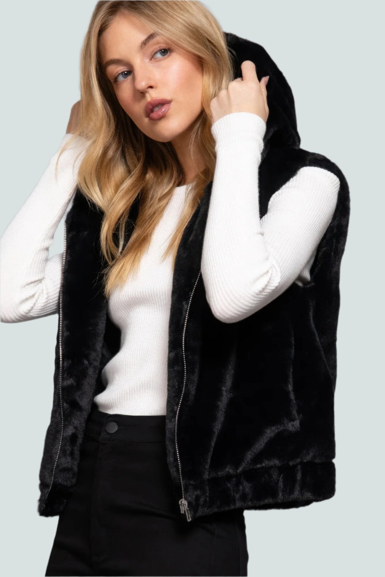 Hoodie Faux Fur Vest