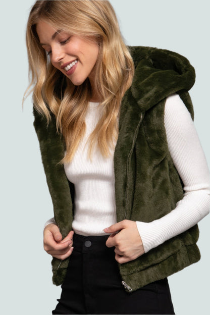 Hoodie Faux Fur Vest