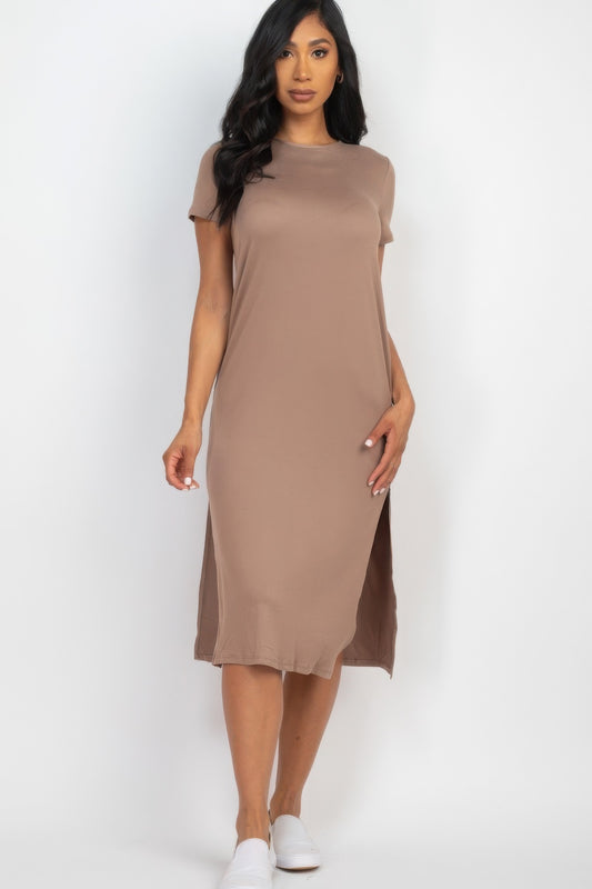 Side slit comfy midi dress