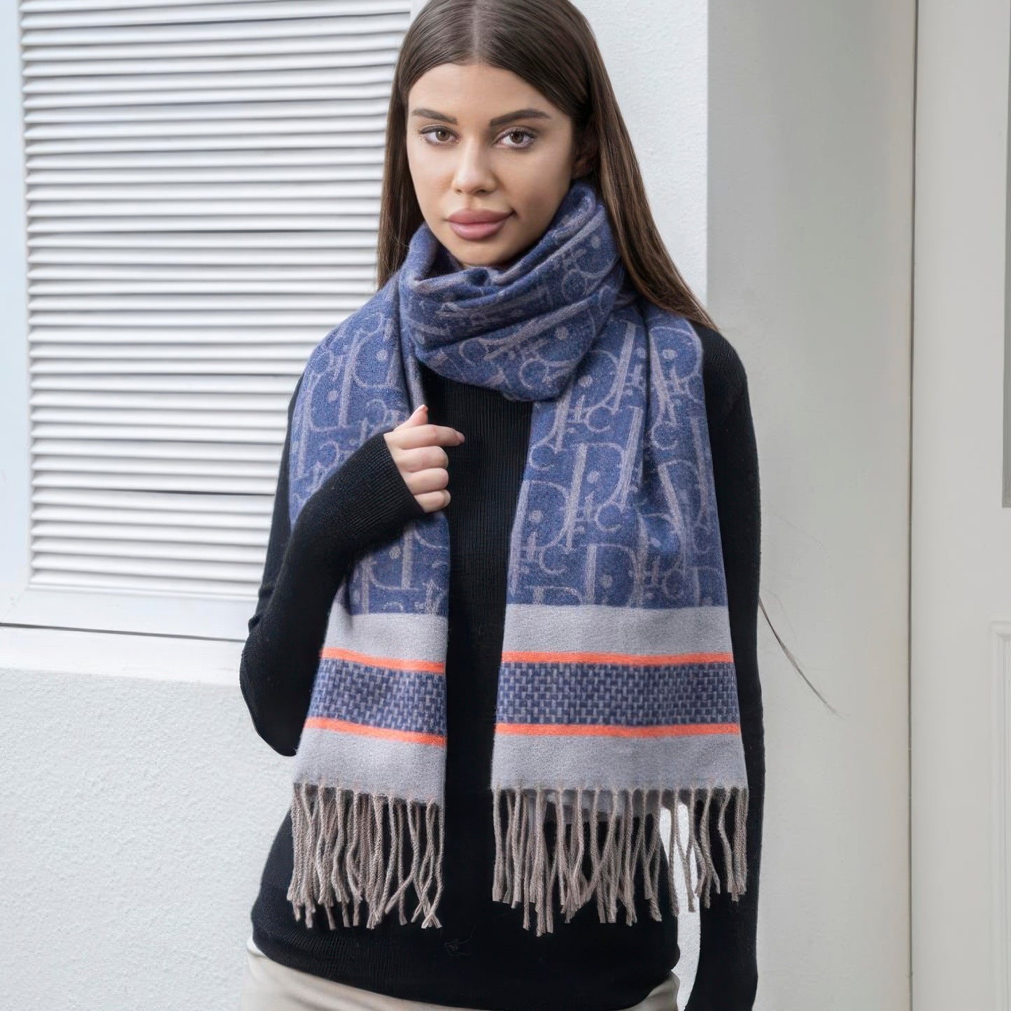 SCARVES - Double stripe blanket scarf with tassel