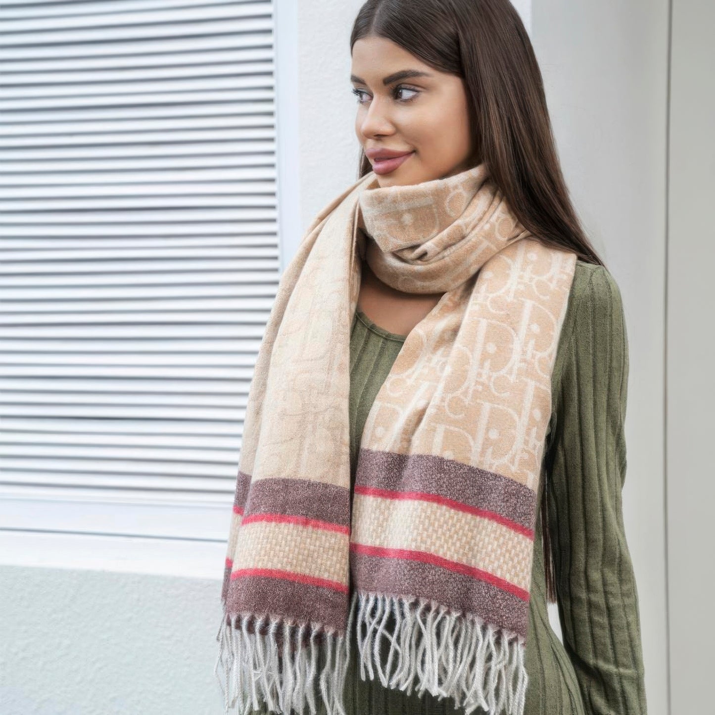 SCARVES - Double stripe blanket scarf with tassel