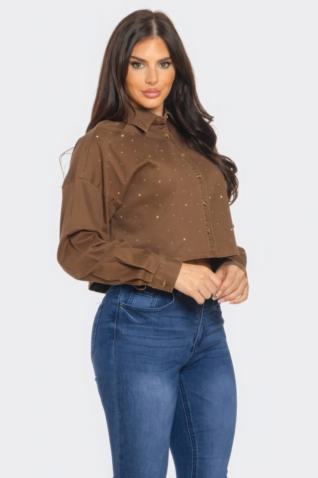 DENIM - Bling Denim Button Down Shirt