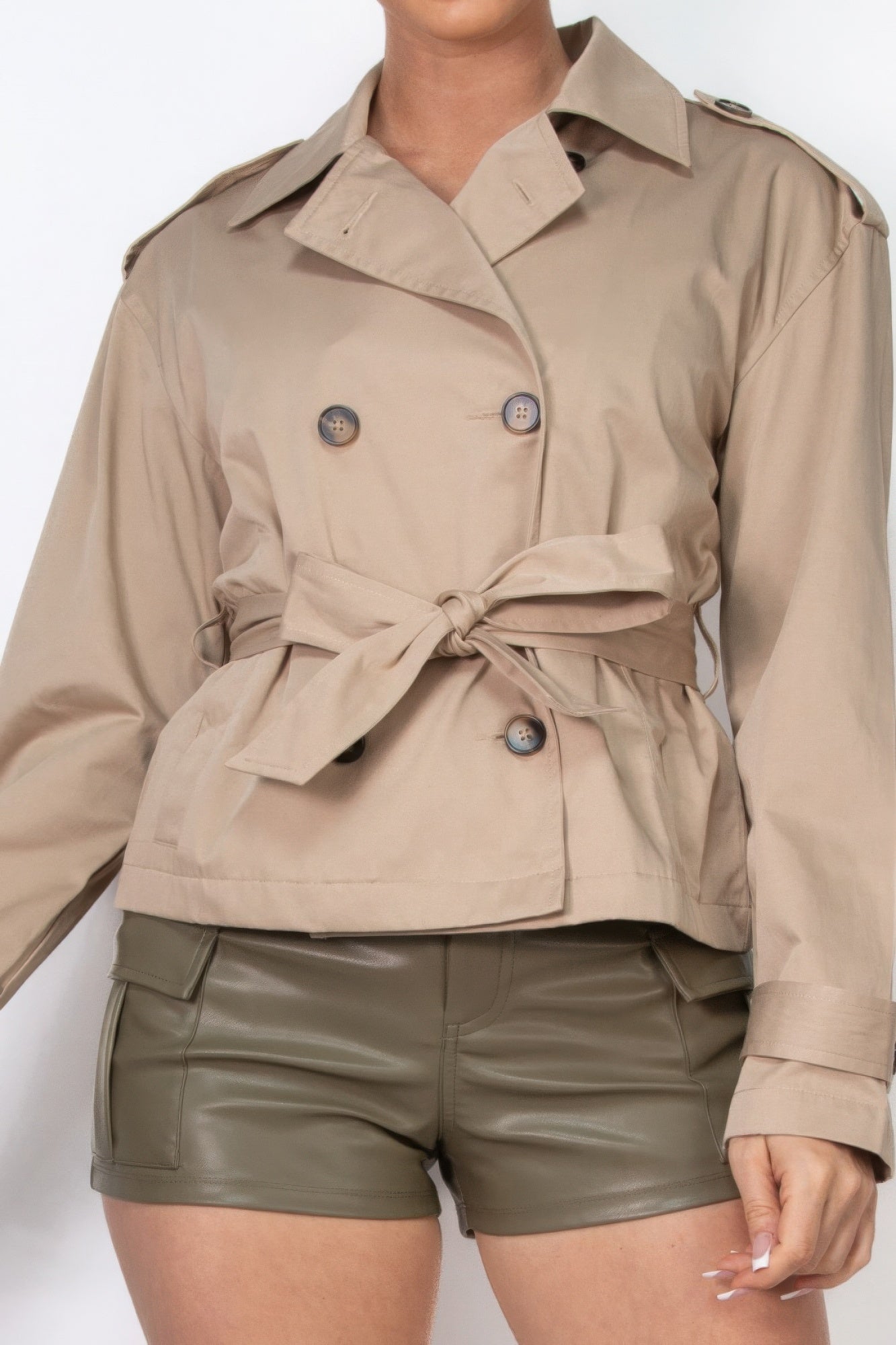 Double-breasted Waist-tie Trench Coat