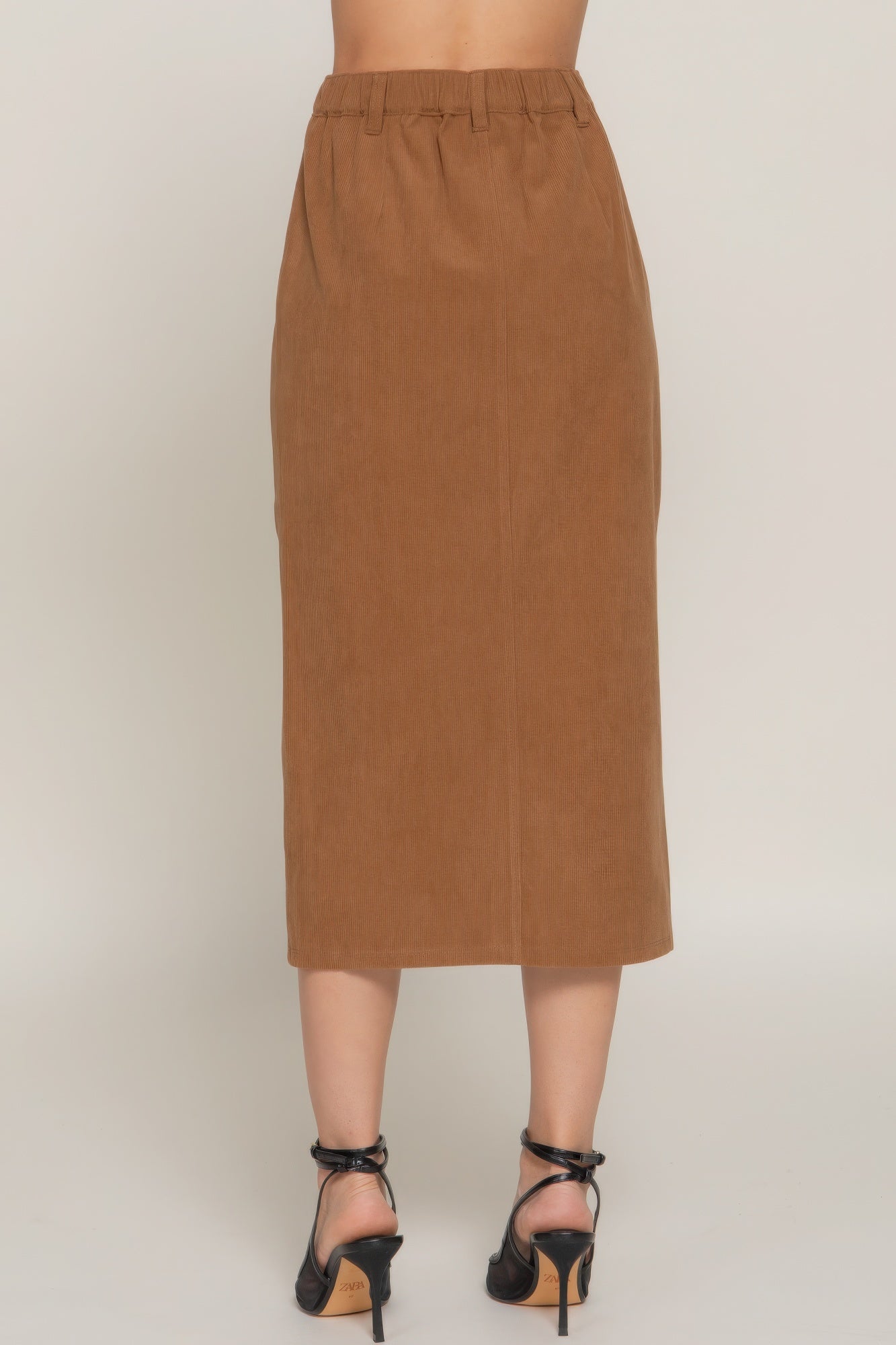 SKIRTS - Divas Front Open Slit Corduroy Midi Skirt