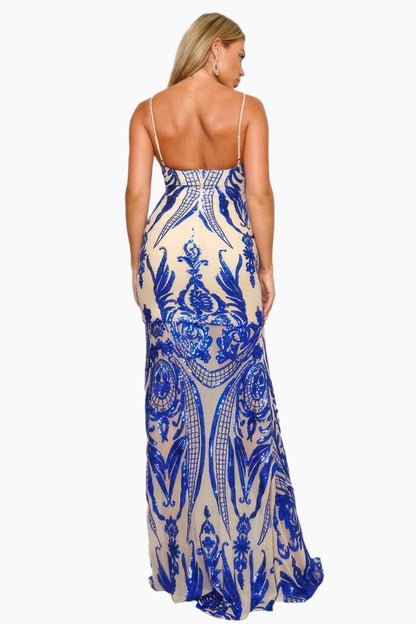 EVENINGS - Spaghetti Strap Art Deco Sequins Maxi Dress