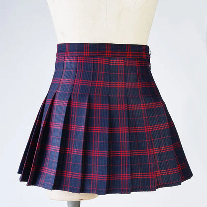 Preppy Style Plaid Skirts Mini Cute Pleated Design.