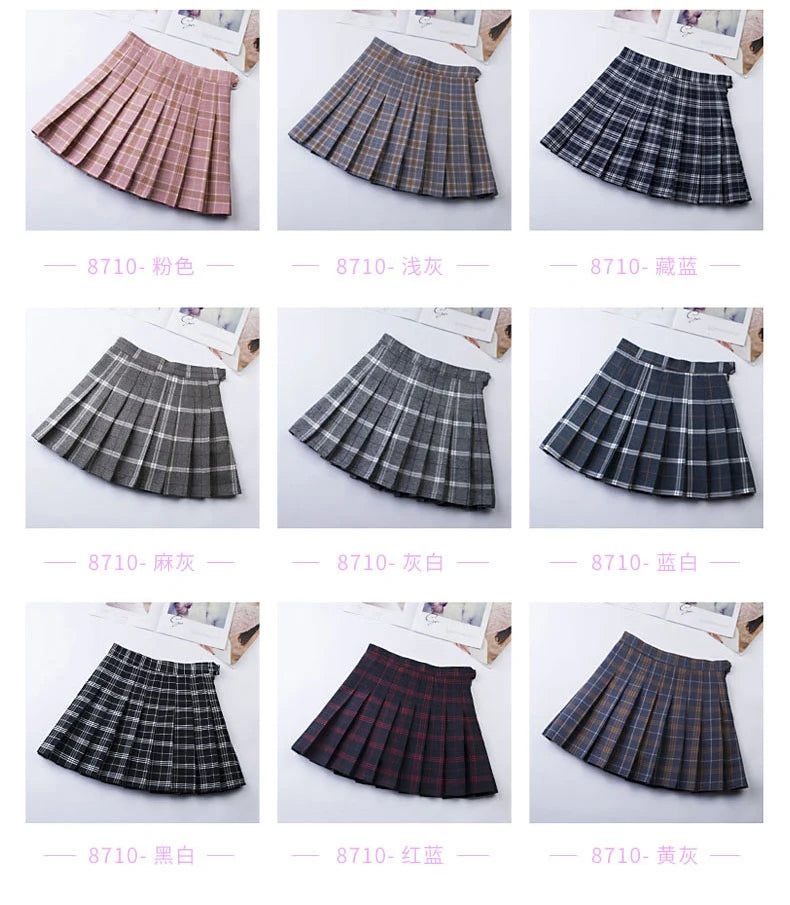 Preppy Style Plaid Skirts Mini Cute Pleated Design.