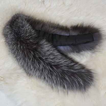 100% Genuine Natural fashion Fur Collar Luxury Silver Fox Fur Warm Fashion Scarf Lady Genuine Female Neck Cap Fox Fur Collar