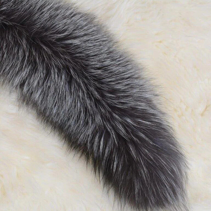 100% Genuine Natural fashion Fur Collar Luxury Silver Fox Fur Warm Fashion Scarf Lady Genuine Female Neck Cap Fox Fur Collar