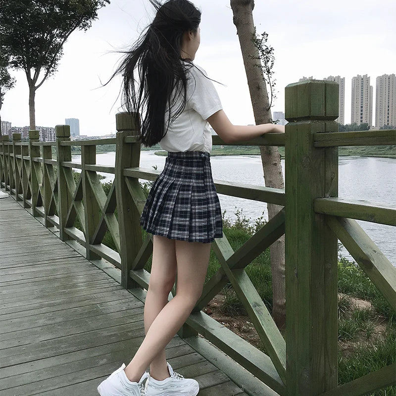 Preppy Style Plaid Skirts Mini Cute Pleated Design.