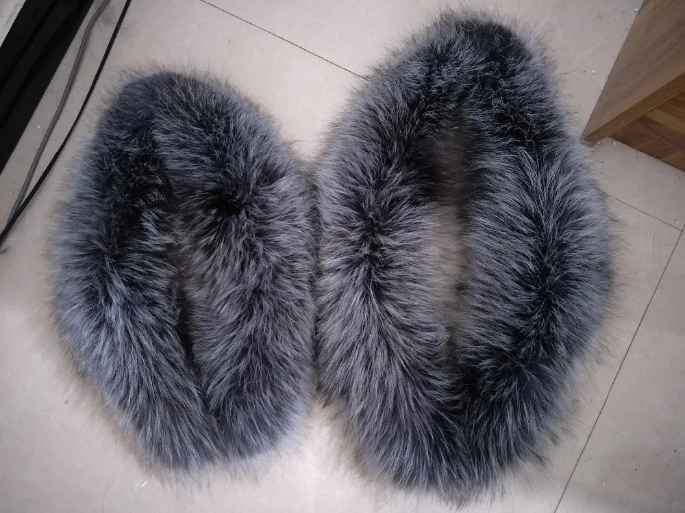 100% Genuine Natural fashion Fur Collar Luxury Silver Fox Fur Warm Fashion Scarf Lady Genuine Female Neck Cap Fox Fur Collar