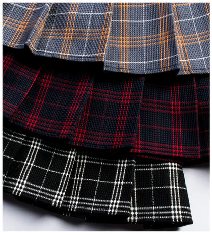 Preppy Style Plaid Skirts Mini Cute Pleated Design.