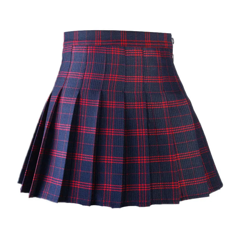 Preppy Style Plaid Skirts Mini Cute Pleated Design.