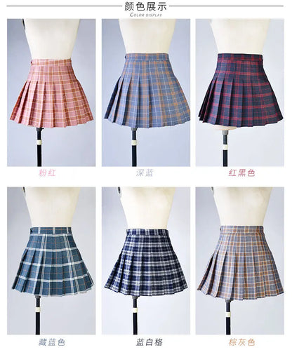 Preppy Style Plaid Skirts Mini Cute Pleated Design.