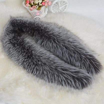 100% Genuine Natural fashion Fur Collar Luxury Silver Fox Fur Warm Fashion Scarf Lady Genuine Female Neck Cap Fox Fur Collar