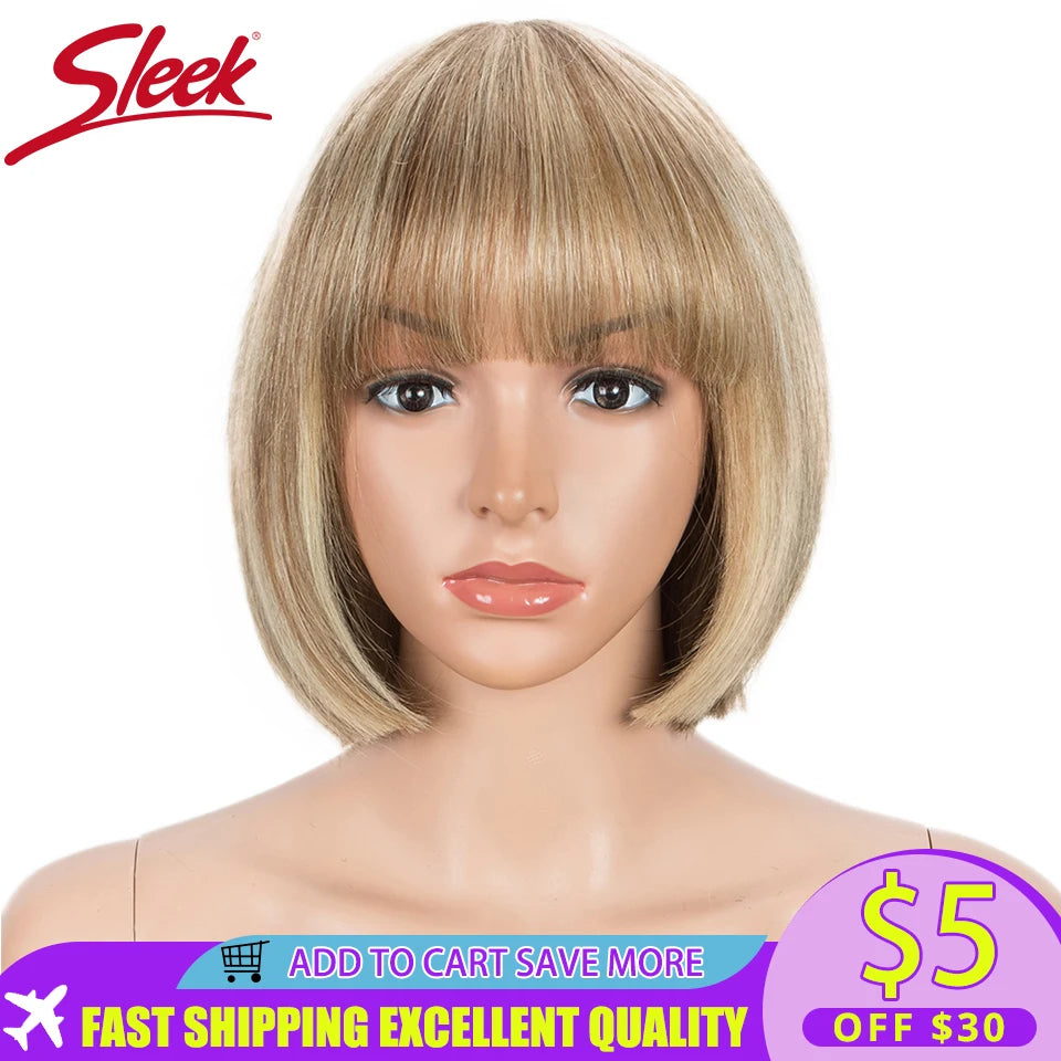 HAIR - Chic Short Real Human Hair Wig with Bangs, Pixie Cut Brazilian Hair Wigs, suitable for all occasions, are available in nine (9) colors and are ten (10) inches long. They are easy to maintain, style, trim, and care for.