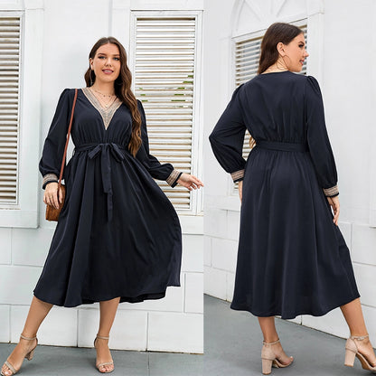 Women plus 100.00kg Loose plus Size Long Dress