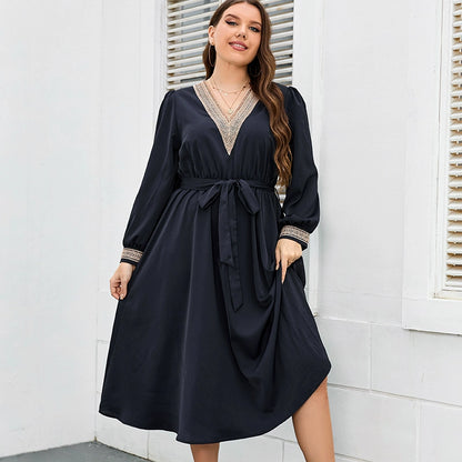 Women plus 100.00kg Loose plus Size Long Dress