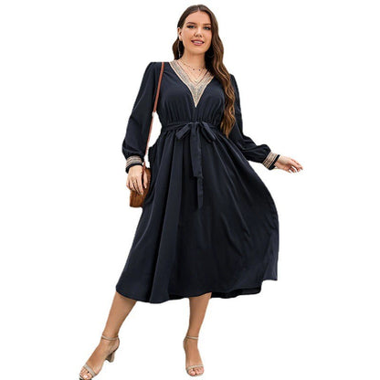 Women plus 100.00kg Loose plus Size Long Dress