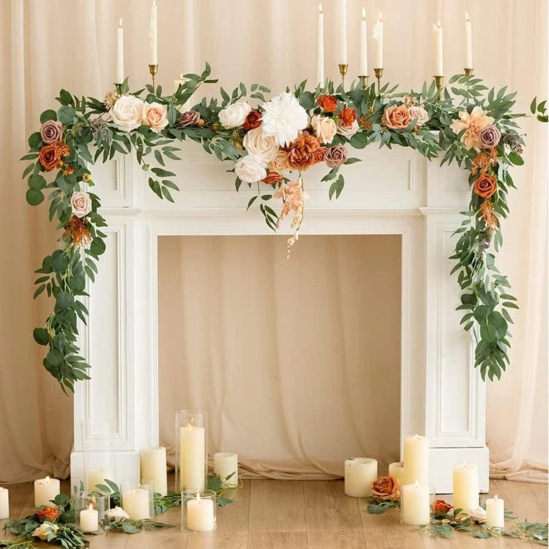 WEDDING & ACCESSORIES: Garlands Artificial Eucalyptus Garland Runner Mantle, 1.8m Silk Flowers