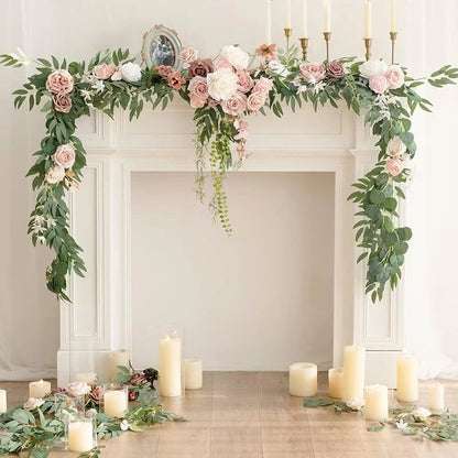 WEDDING & ACCESSORIES: Garlands Artificial Eucalyptus Garland Runner Mantle, 1.8m Silk Flowers