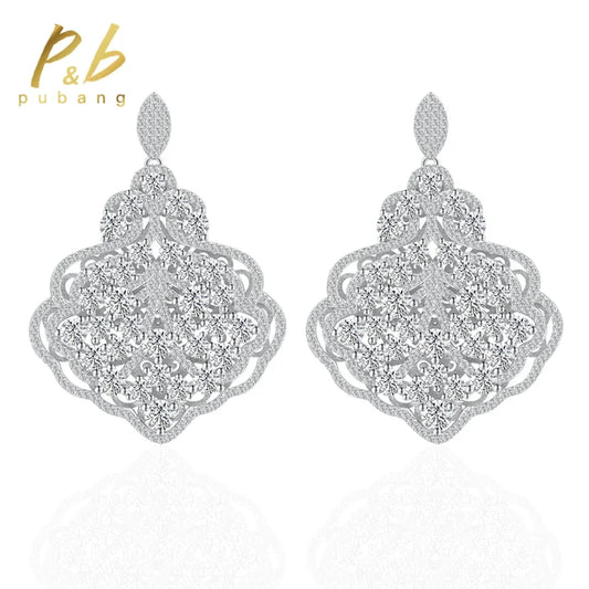 FJ EARRINGS - Beautiful Fine Jewelry .925 Sterling Silver, White Sapphire Created Moissanite, Intricate Drop Earring Designs