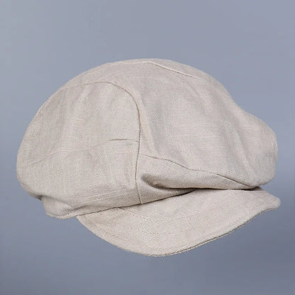 HAT - Newsboy Hat Women Octagonal Cap, Linen Breathable Lightweight Outdoor Casual.